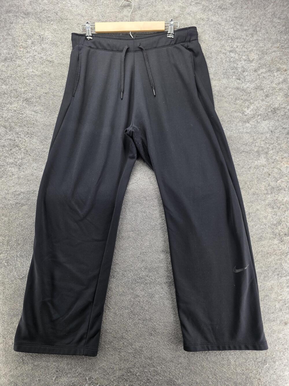 Nike Pants Mens L Black Sweatpants Fleece Elastic Waist Drawstring Pockets